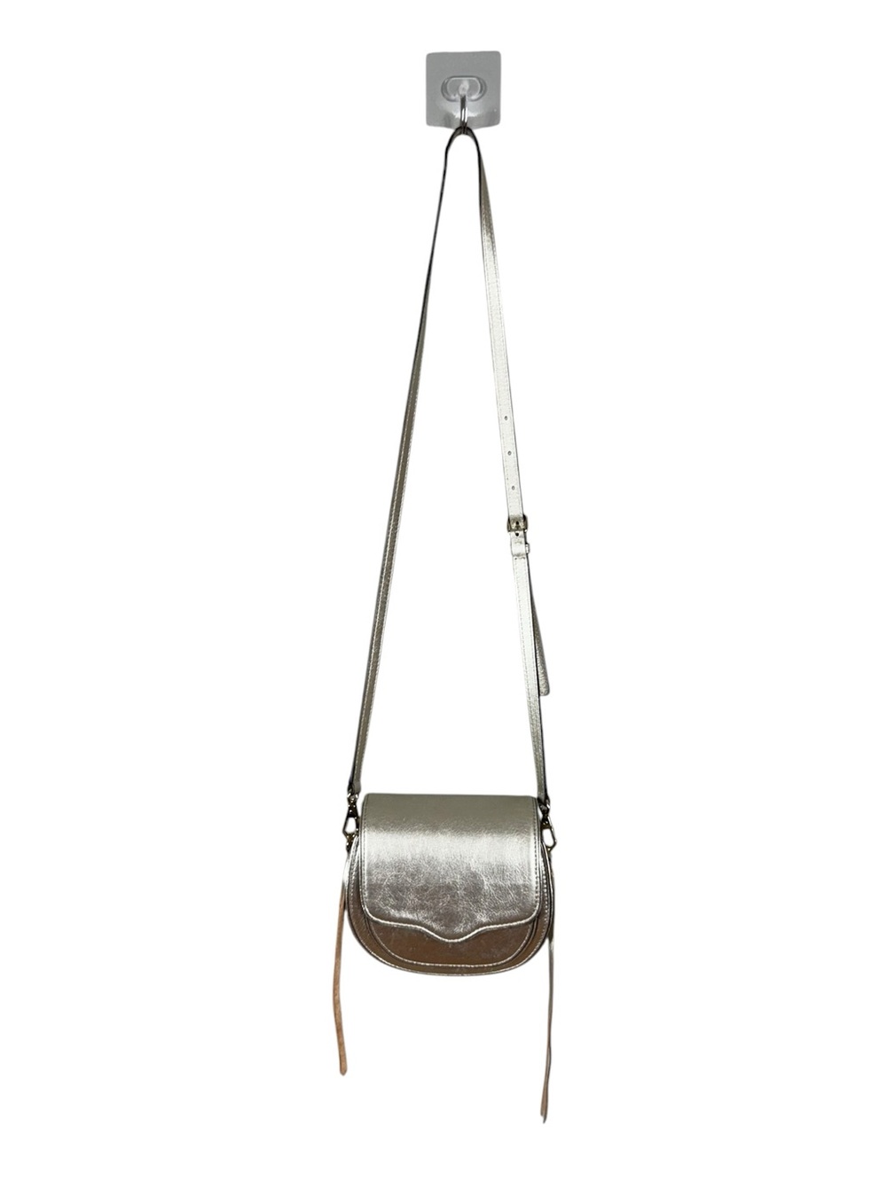 Rebecca Minkoff Gold Metallic Leather Double Zip Mini Saddle Crossbody Bag Y2K - Picture 3 of 8
